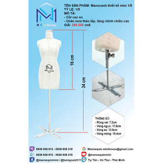 Manocanh thiết kế mini size 1/5 (tặng kèm rập đầm cơ bản tỷ lệ 1/5)