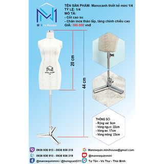 Manocanh thiết kế mini size 1/4 ( tặng kèm rập đầm cơ bản tỷ lệ 1/4)