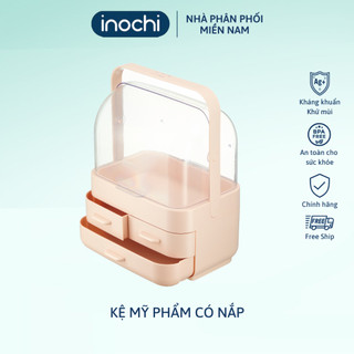 Kệ mỹ phẩm có nắp inochi, kệ mỹ phẩm chia ngăn 3 tầng tiện dụng, kệ đựng mỹ phẩm