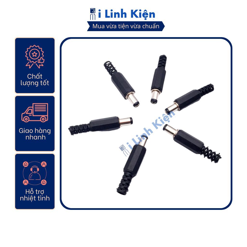 Jack nguồn DC đực 5.5x2.1mm loại tốt