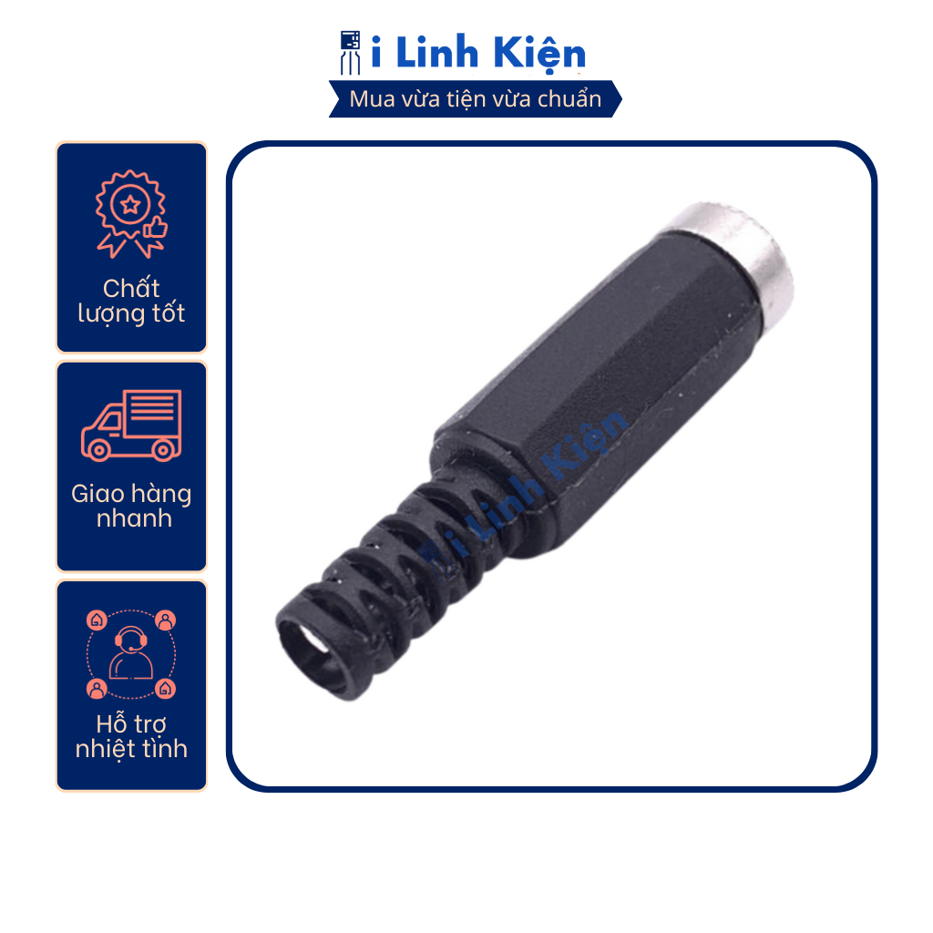Jack nguồn DC cái 5.5x2.1mm 5.5x2.5mm đấu dây vỏ nhựa