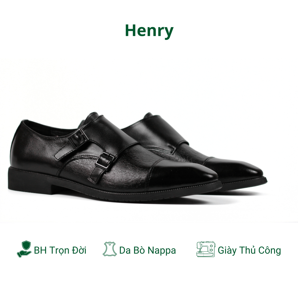 Giày tây da thật nam công sở AN giày double monkstrap cao cấp đế cao su da bò thật bảo hành chọn đời