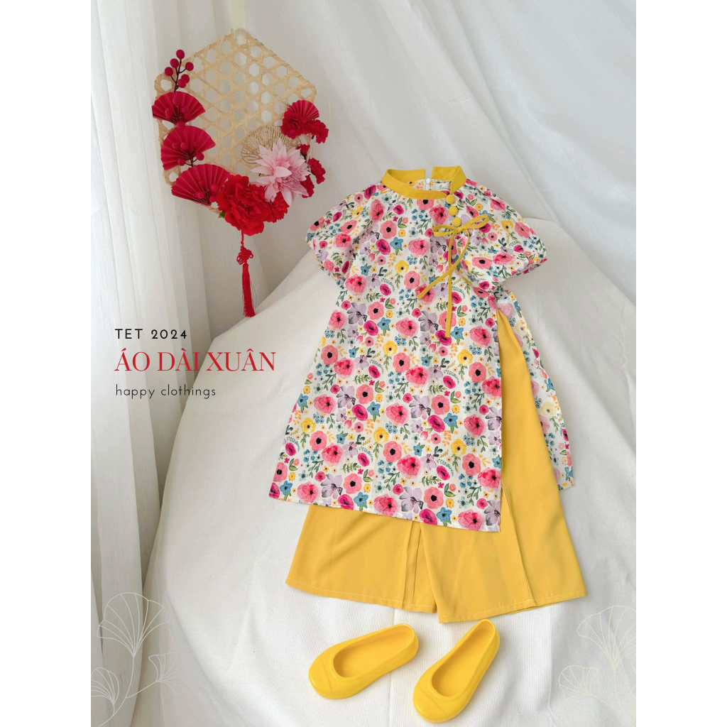 Bộ áo dài hoa ZUNKIDS