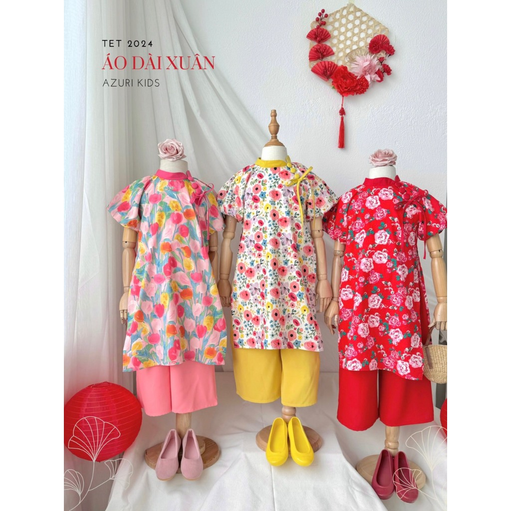 Bộ áo dài hoa ZUNKIDS