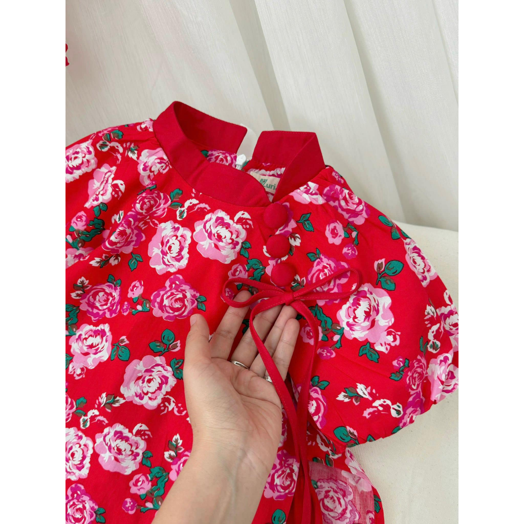 Bộ áo dài hoa ZUNKIDS