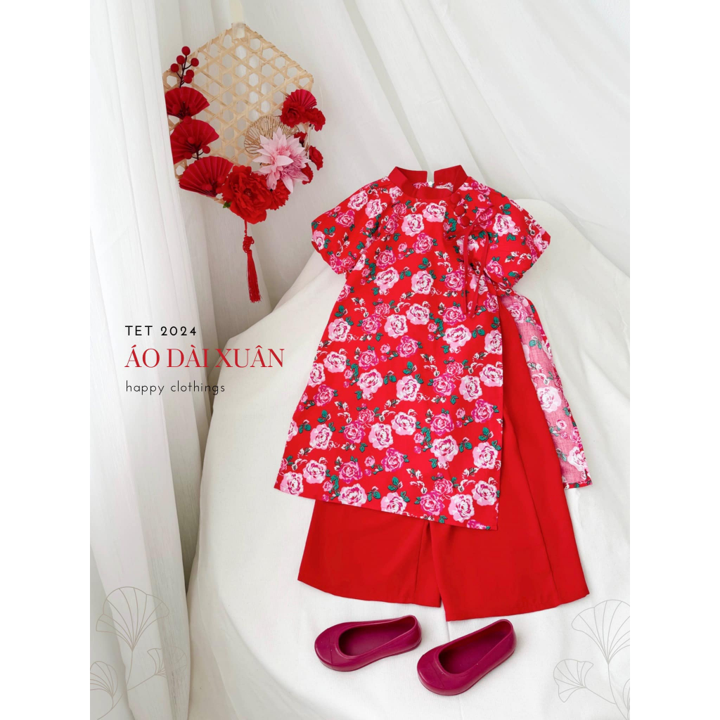 Bộ áo dài hoa ZUNKIDS