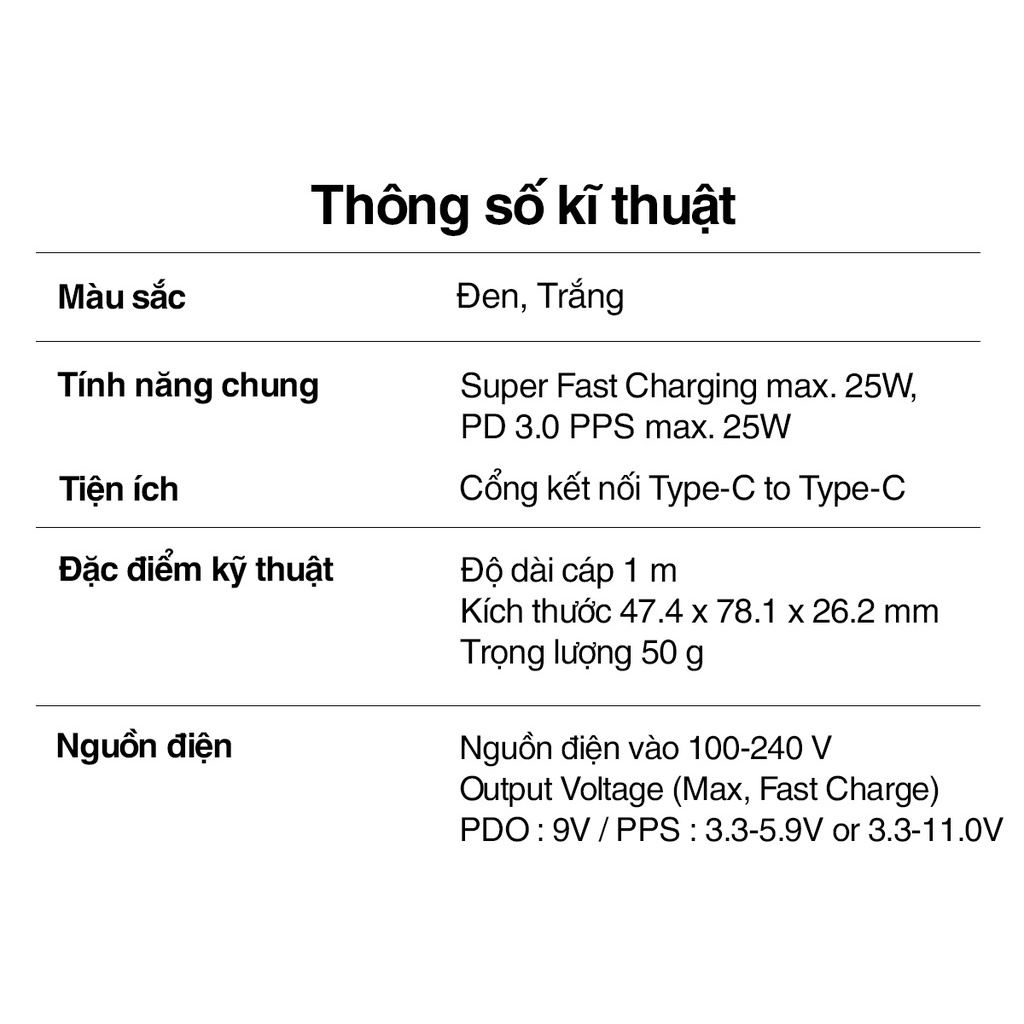 Sạc siêu nhanh Samsung 25w Cáp sạc nhanh samsung Type C to Type C Bảo hành 6 tháng