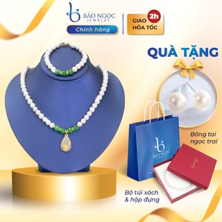 Vòng cổ ngọc trai nước ngọt tự nhiên tặng mẹ tặng bà gắn mặt đá giọt nước - DB2926 - Bảo Ngọc Jewelry