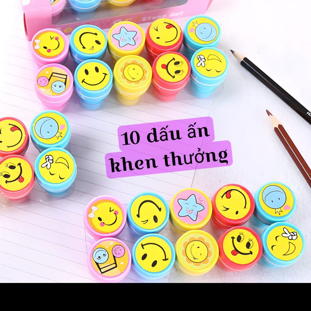 Set 10 dấu ấn khen thưởng cho bé đánh dấu