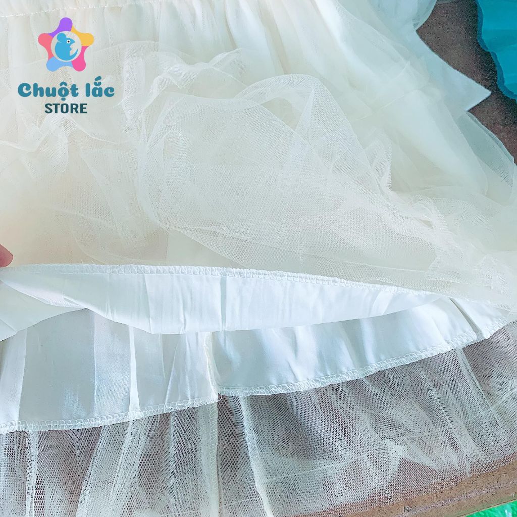 Váy Đầm Cho Bé Gái Dài Tay Vải Xốp Phối Ren Mềm Xinh Xắn Từ 8kg Đến 18kg Màu Kem