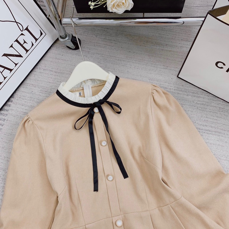 Áo Tiểu Thư Peplum Tay Dài BIGSIZE Nơ Cổ Chất Nhung Tăm _Tcstore98