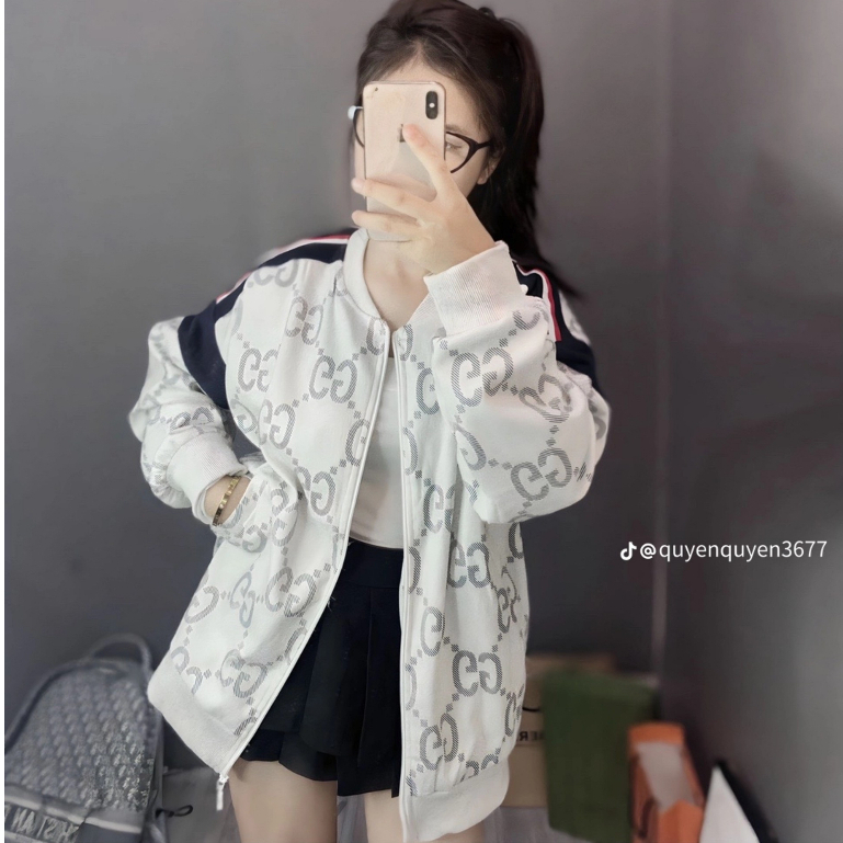 Áo Khoác GC Phối Viền Vai ❤ Áo Bomber Nỉ Dày Dặn Dáng Rộng Nam Nữ hot trend 2023