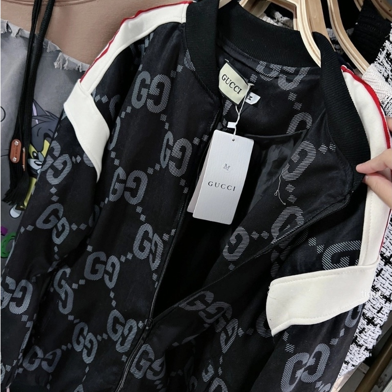 Áo Khoác GC Phối Viền Vai ❤ Áo Bomber Nỉ Dày Dặn Dáng Rộng Nam Nữ hot trend 2023