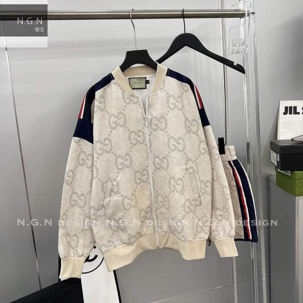 Áo Khoác GC Phối Viền Vai ❤ Áo Bomber Nỉ Dày Dặn Dáng Rộng Nam Nữ hot trend 2023