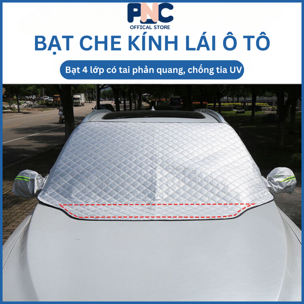 Tấm bạt che kính lái ô tô 4 lớp có tai gương, tấm che nắng mưa phủ kính trước tránh tia UV bảo vệ xe hơi