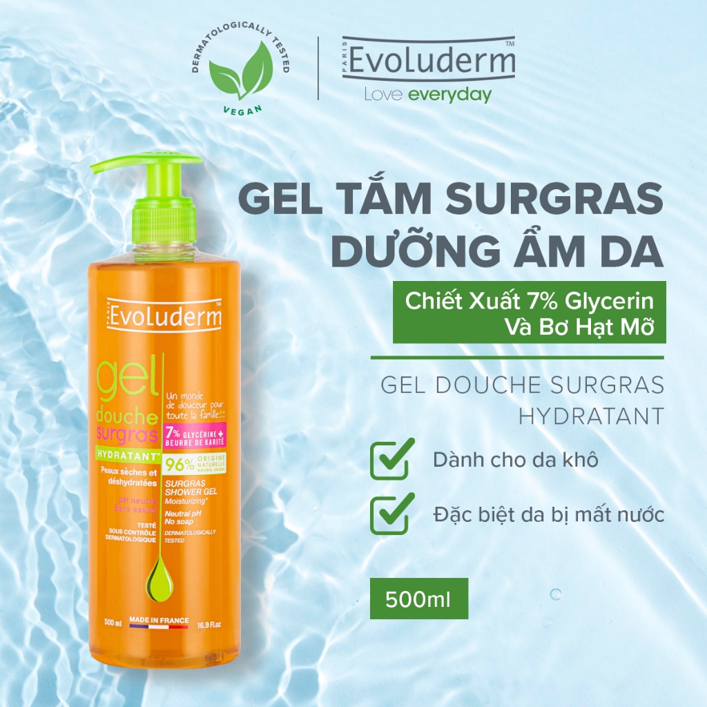 Gel tắm Evoluderm Gel Douche Surgras Hydratant 500ml-14239