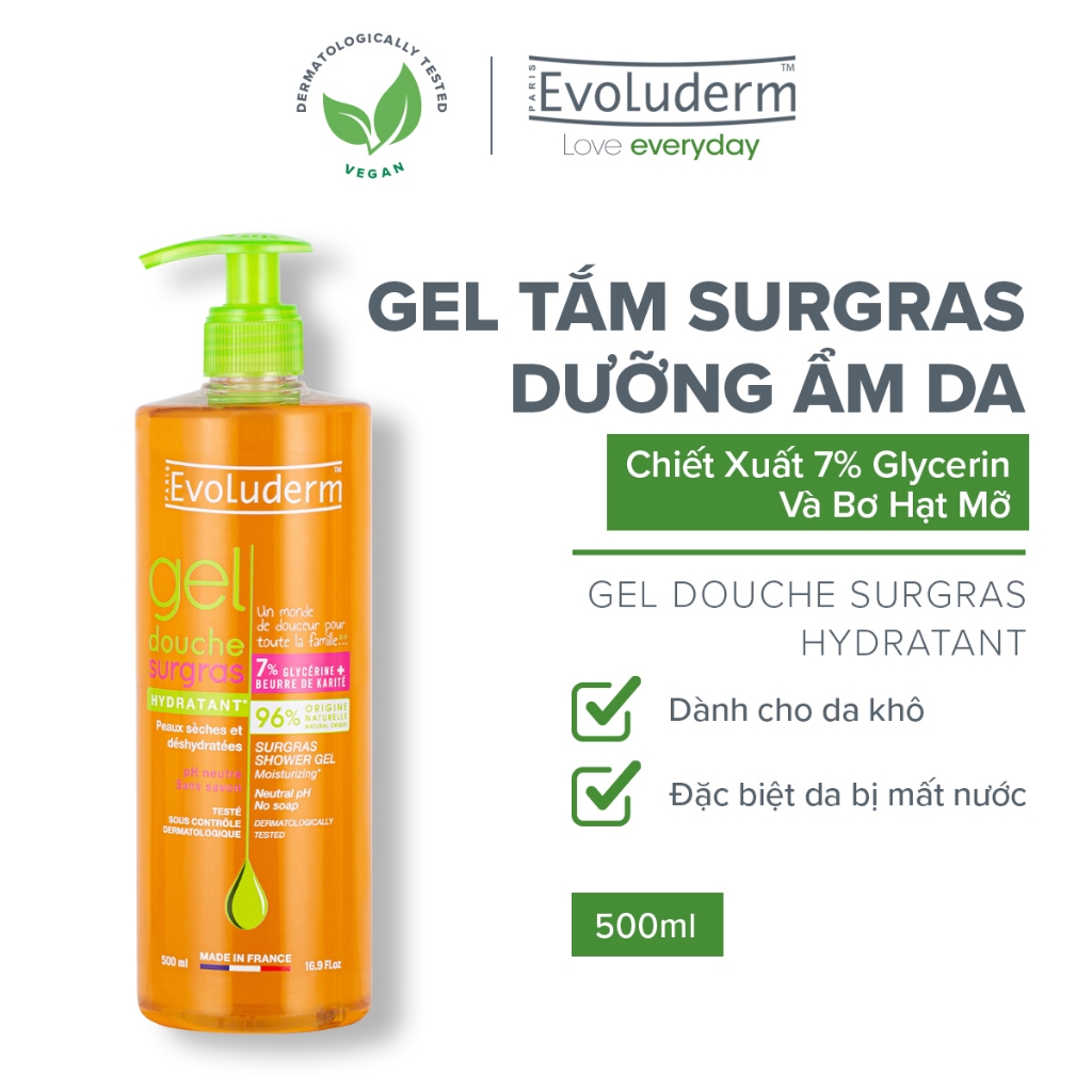 Gel tắm Evoluderm Gel Douche Surgras Hydratant 500ml-14239