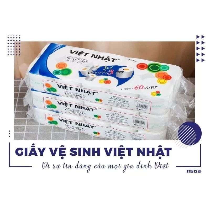 Giấy vệ sinh việt nhật 10 cuộn x 3 lớp không lõi mịn