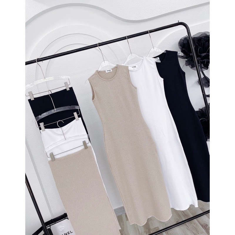 ĐẦM MAXI SÁT NÁCH KÈM KHĂN CHOÀNG