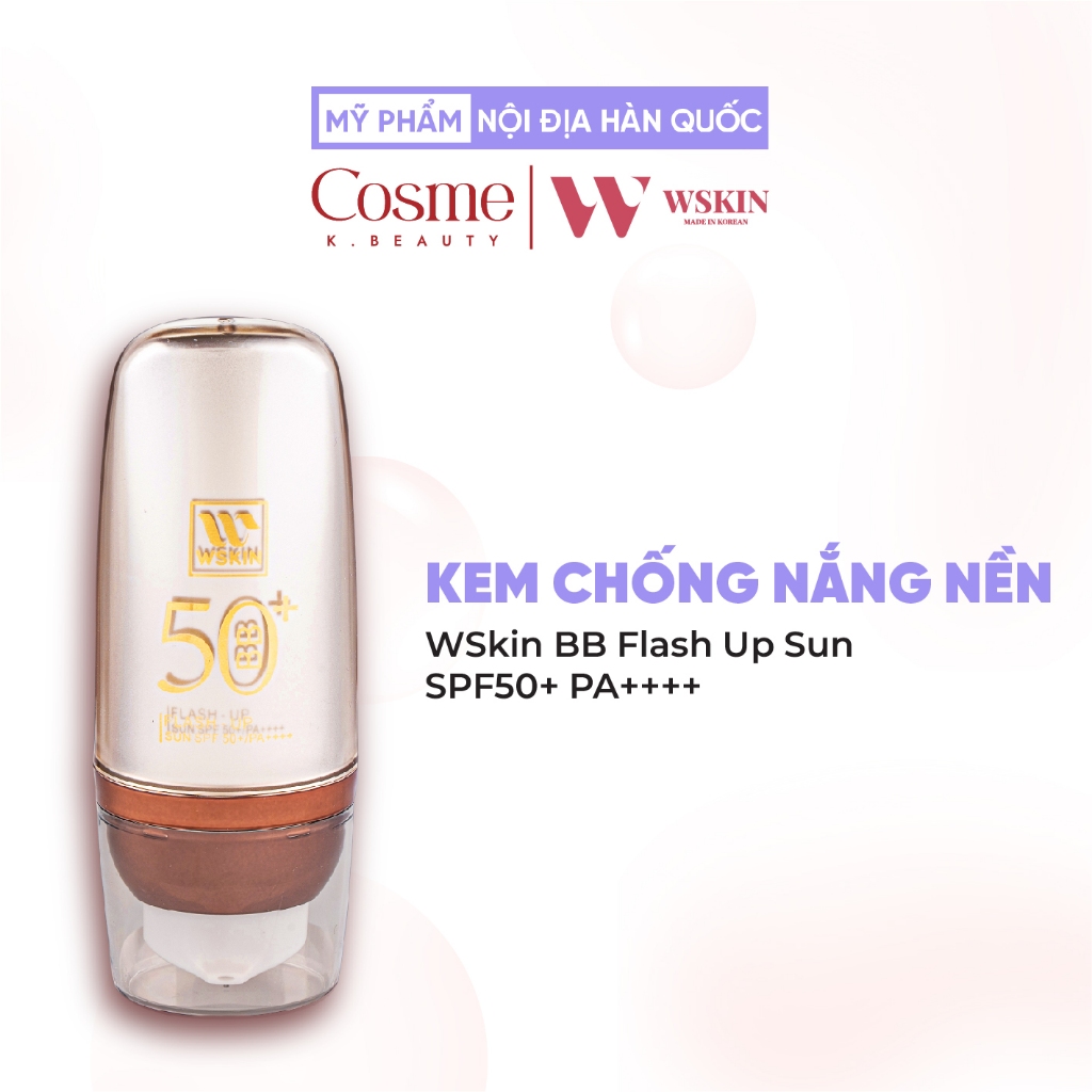 Kem Chống Nắng WSkin BB Flash Up Sun SPF50+ PA++++ kiềm dầu và tạo hiệu ứng bắt sáng cho da 40ml
