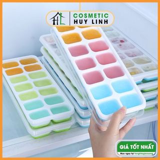 Khay đá 14 ô - Khay làm đá chống dính có lắp đậy tiện lợi
