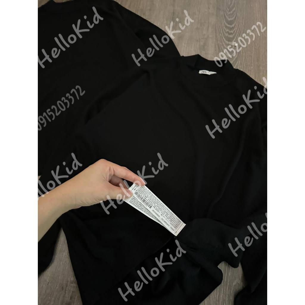 Áo dệt kim cổ 3 phân nam đen