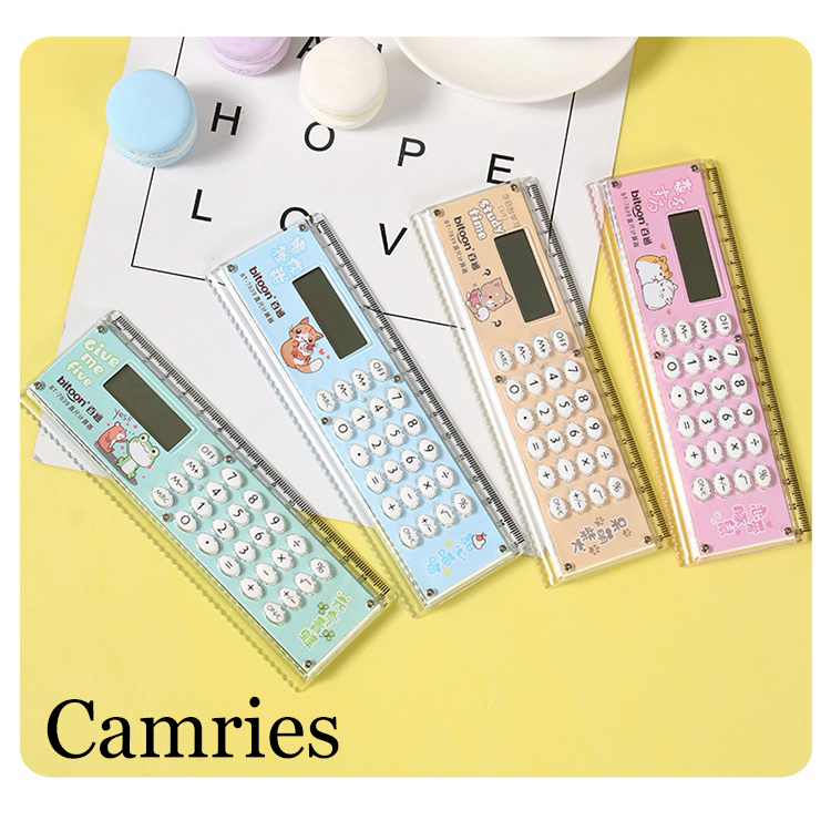 Thước kẻ Máy Tính Mini Đa Năng  Với Thước Thẳng Thông Minh nhỏ gọn tiện dụng có thể thay pin - camries