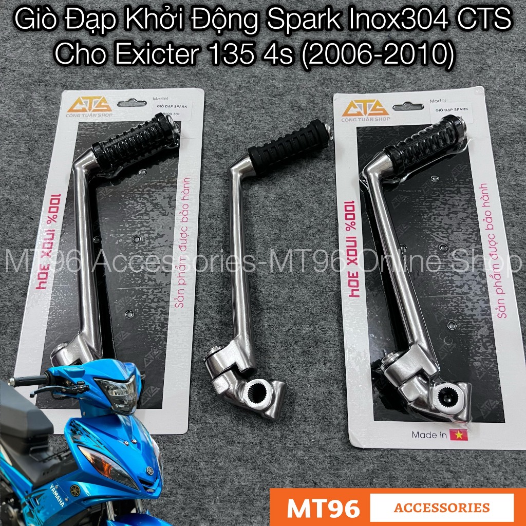Giò Đạp (Cần Đạp) Khởi Động Máy Kiểu Spark Inox CTS Gắn Exciter 135 4s (2006-2010), Ex 2010