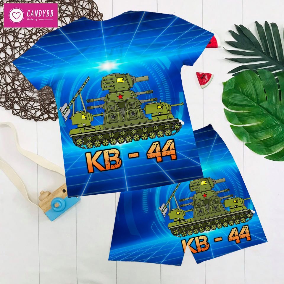 Bộ thun lạnh Xe Tăng cho bé trai, Bộ cọc tay nhiều màu, có size từ 10 - 60kg cho trẻ em