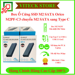 Box ổ cứng ssd m2 sata orico m2pf-c3 chuyển m2 sata to type c, ổ cứng di động - chính hãng