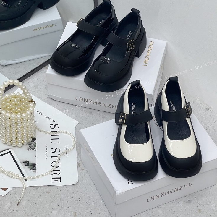Giày búp bê nữ Shu Store quai dán mũi tròn cao 5cm mang đi học đi chơi xinh xăn cho nàng
