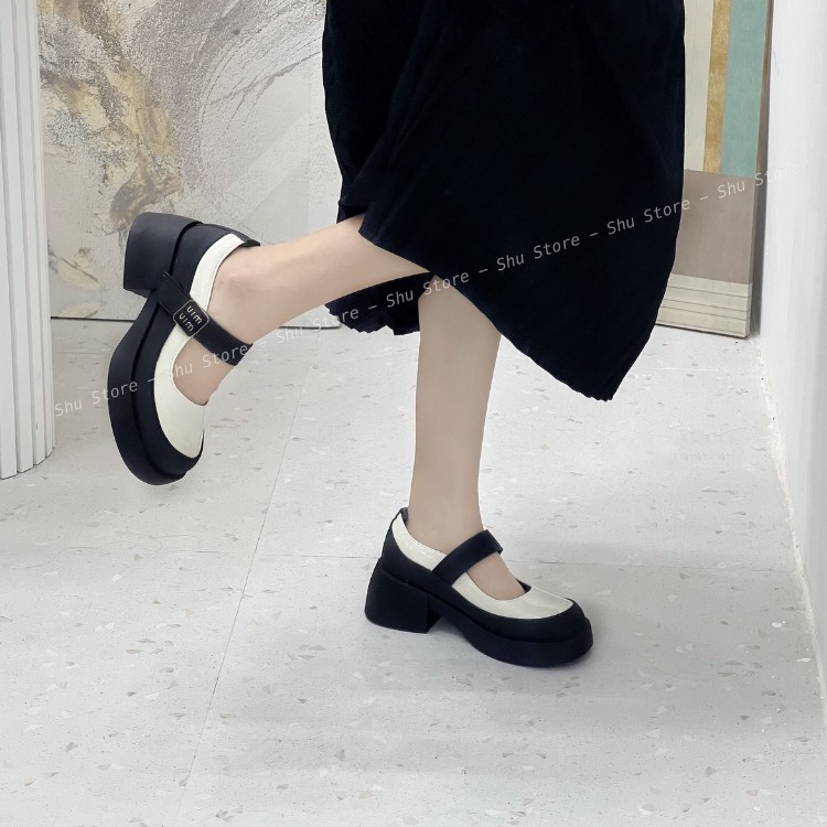 Giày búp bê nữ Shu Store quai dán mũi tròn cao 5cm mang đi học đi chơi xinh xăn cho nàng