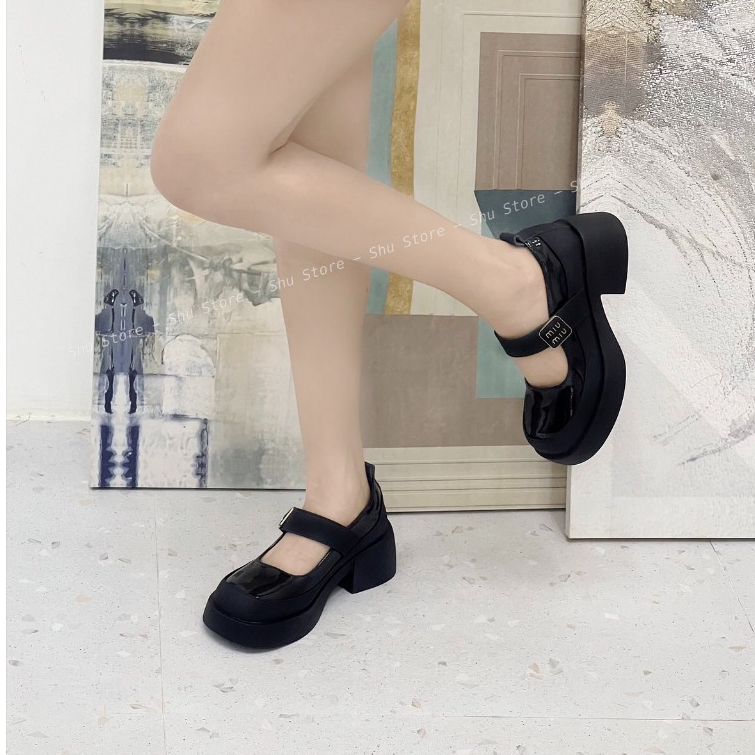 Giày búp bê nữ Shu Store quai dán mũi tròn cao 5cm mang đi học đi chơi xinh xăn cho nàng
