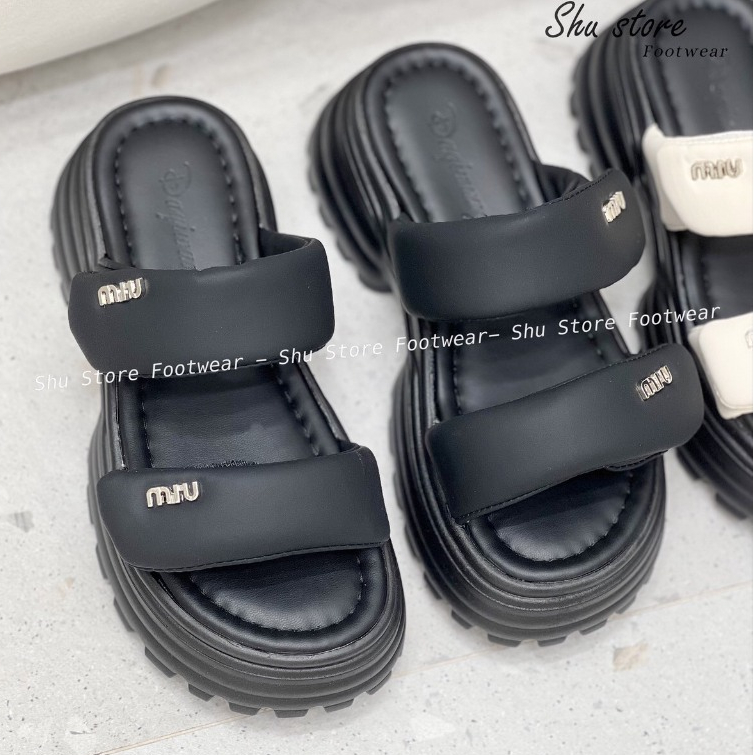 Xăng đan bánh mì Shu Store quai dán đế độn cao 5cm đi học đi chơi đều xinh thời trang xinh xắn