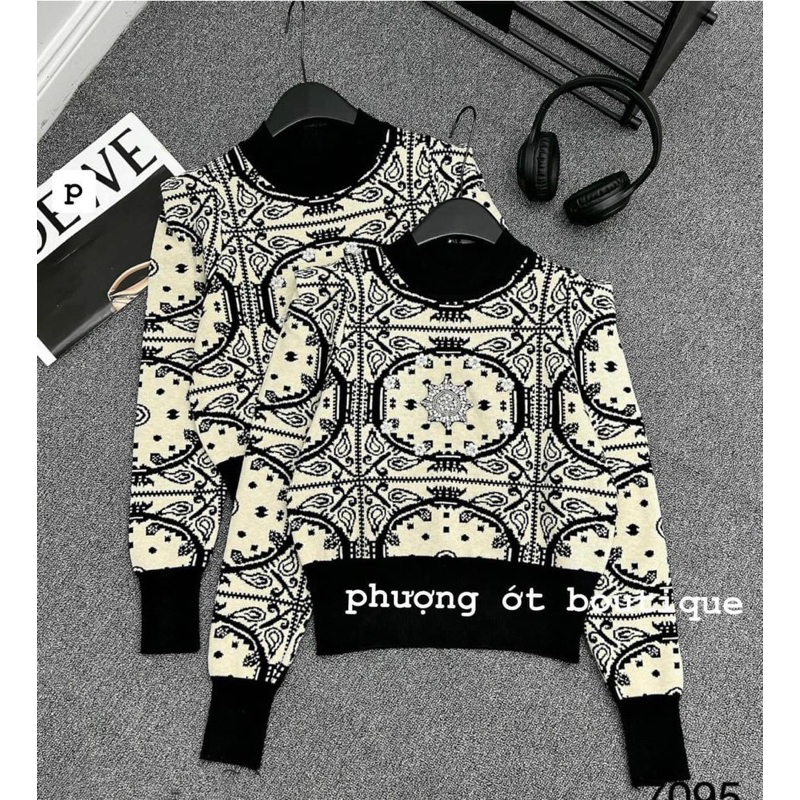 ÁO LEN THÊU HOẠ TIẾT ĐÍNH ĐÁ