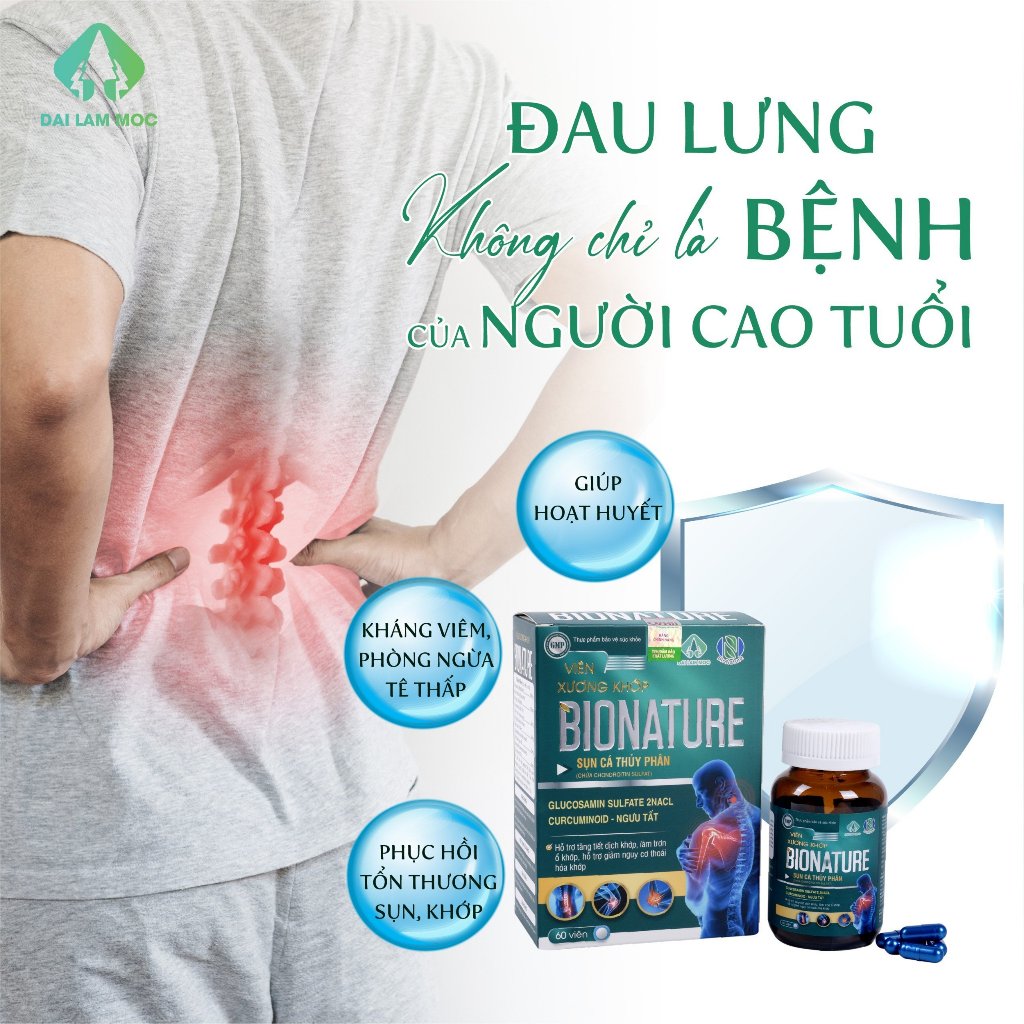 Viên uống xương khớp Bionature Đại Lâm Mộc - Hỗ trợ bôi trơn khớp, viêm khớp, thoái hóa khớp