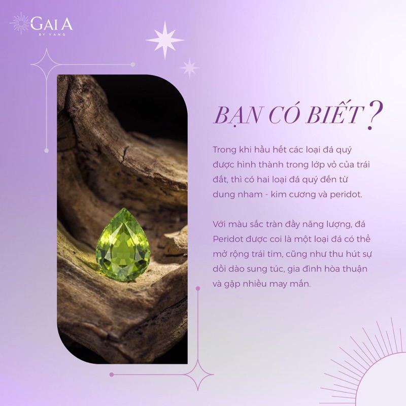 Bông Tai Bạc Đá Peridot - Gaia By Yang