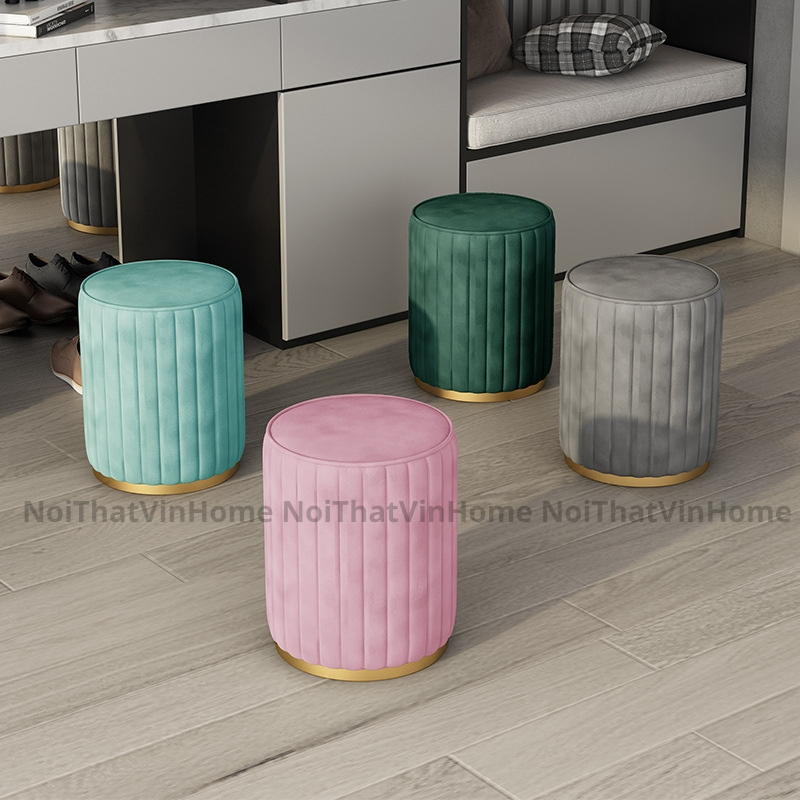 Ghế Đôn Bàn Trang Điểm, Ghế Đôn Sofa, Ghế Đôn Tròn Nỉ Da Dày Dặn Hàng Cao Cấp - Nội Thất Vin Home