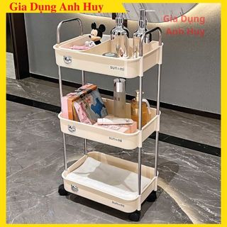 Xe đẩy nhựa spa 3 tầng, kệ để đồ đa năng, kệ bỉm sữa,
