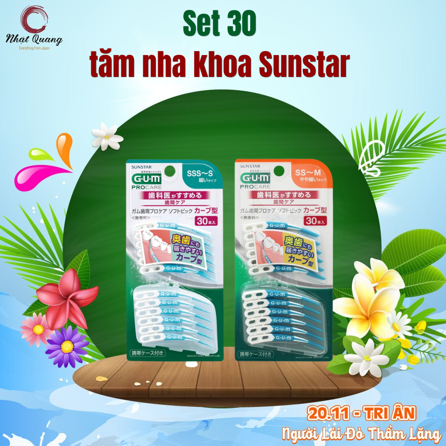 Set 30 tăm chỉ nha khoa Sunstar Gum chữ Y