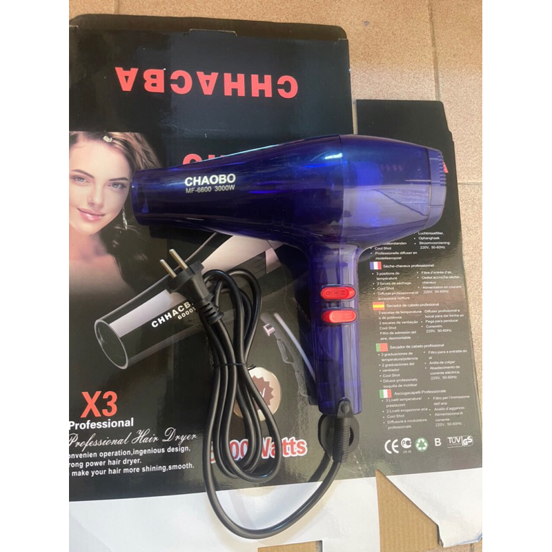 Máy sấy tóc CHAOBOCB-6600 May Xanh2 chiều hàng chuẩn xịn loại 1 sấy cực mạnh,dòng máy sấy tóc chuyên dụng cho salon,
