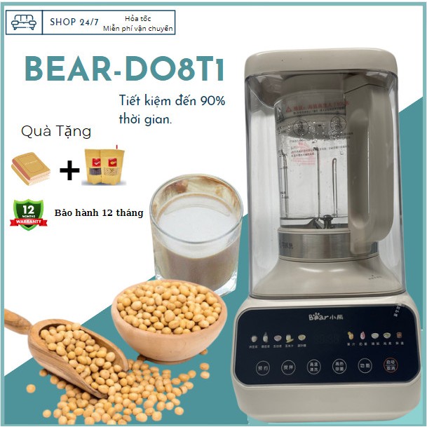 Máy Làm Sữa Hạt Đa Năng  Bear PBJ-D08T1 - Sữa Đậu Nành - Xay Sinh Tố  - 8 Chế Độ Chức Năng