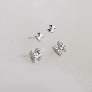 Khuyên tai bạc TWINKLE TIME chữ H dáng phồng xinh xắn TT188