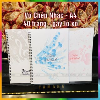 Vở chép nhạc, tập chép nhạc - khổ a4 - gáy lò xo - 40 trang và 80 trang