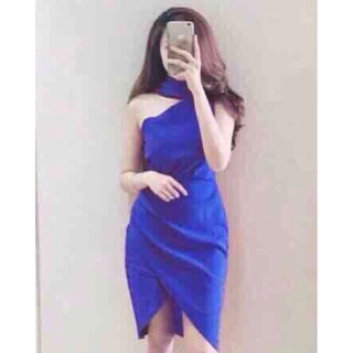 Đầm body tà xéo đắp nhún eo