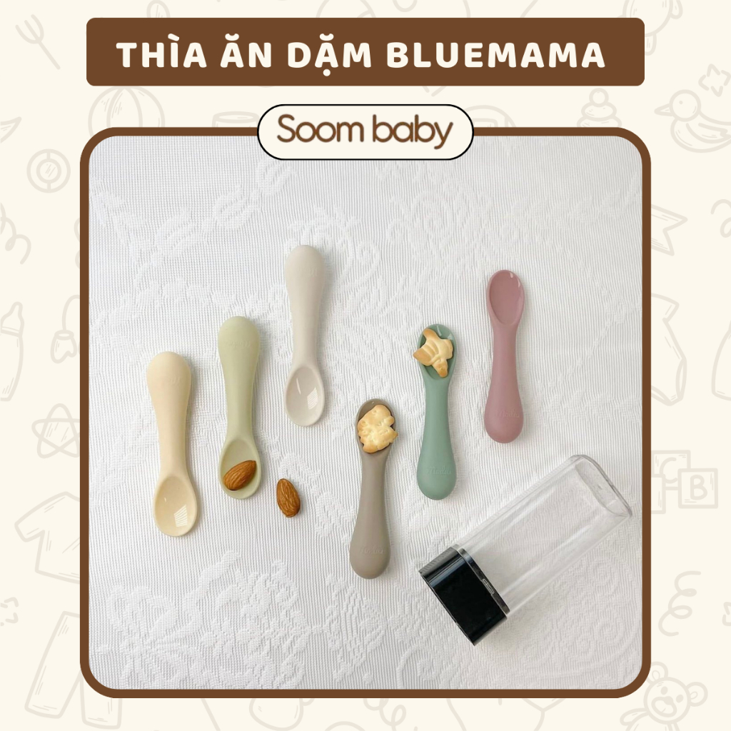 Thìa ăn dặm cho bé Bluemama Hàn Quốc silicone cao cấp, nhập khẩu chính hãng