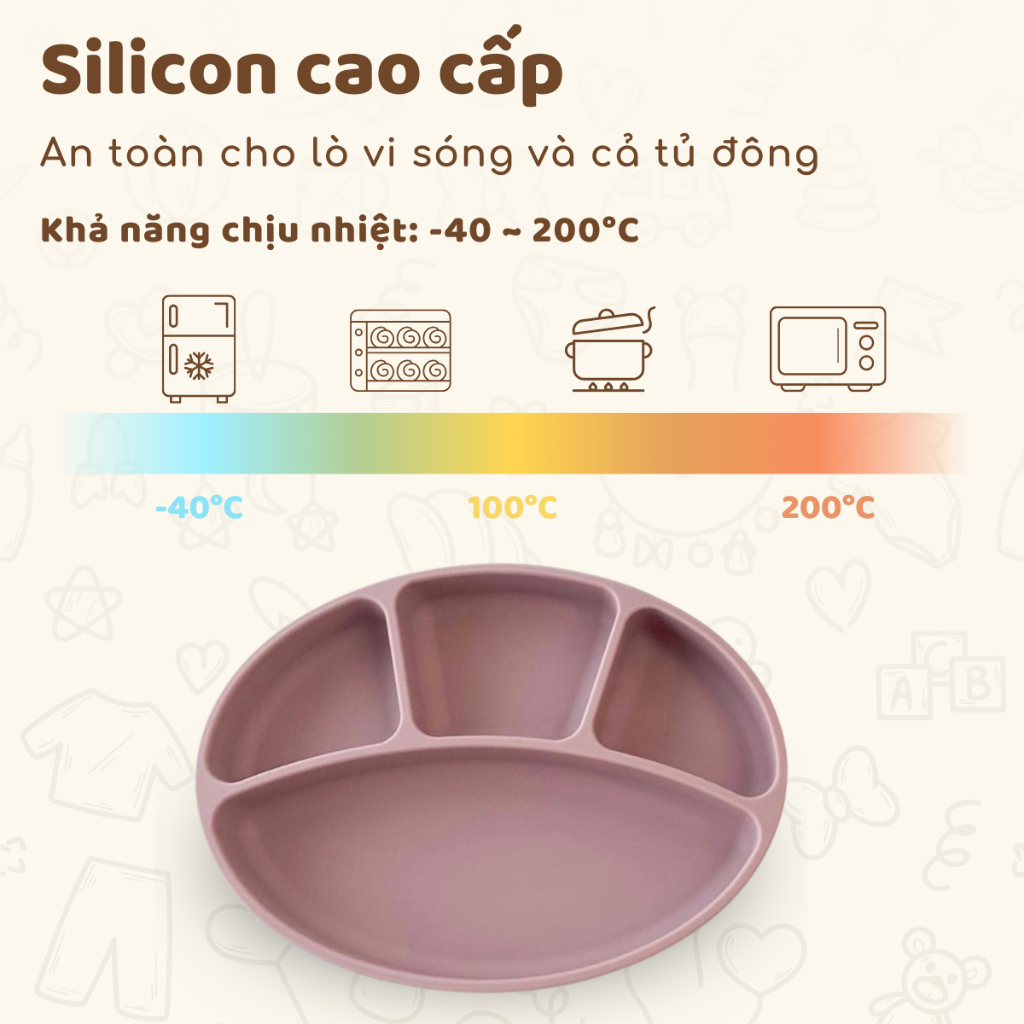 Khay ăn dặm silicon Bluemama cao cấp đế hít an toàn tuyệt đối cho bé, khay ăn cơm cho bé nhập khẩu chính hãng có tem phụ