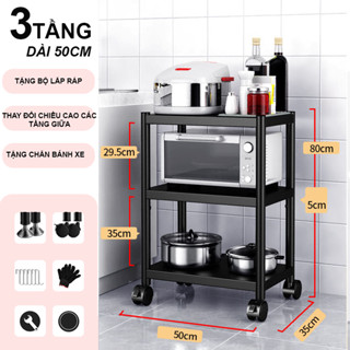 Kệ 3 Tầng Để Đồ Nhà Bếp Để Lò Vi Sóng, Nồi Chiên Không Dầu Chắc Chắn Có Bánh Xe
