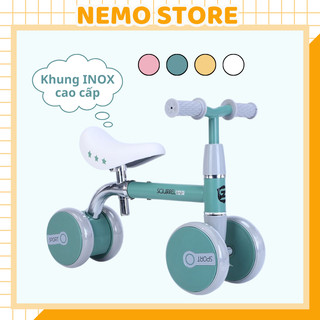 Xe chòi chân cho bé 1 2 3 4 tuổi NEMO STORE tập đi thăng bằng khung INOX 4 bánh, xe cân bằng vận động cho bé