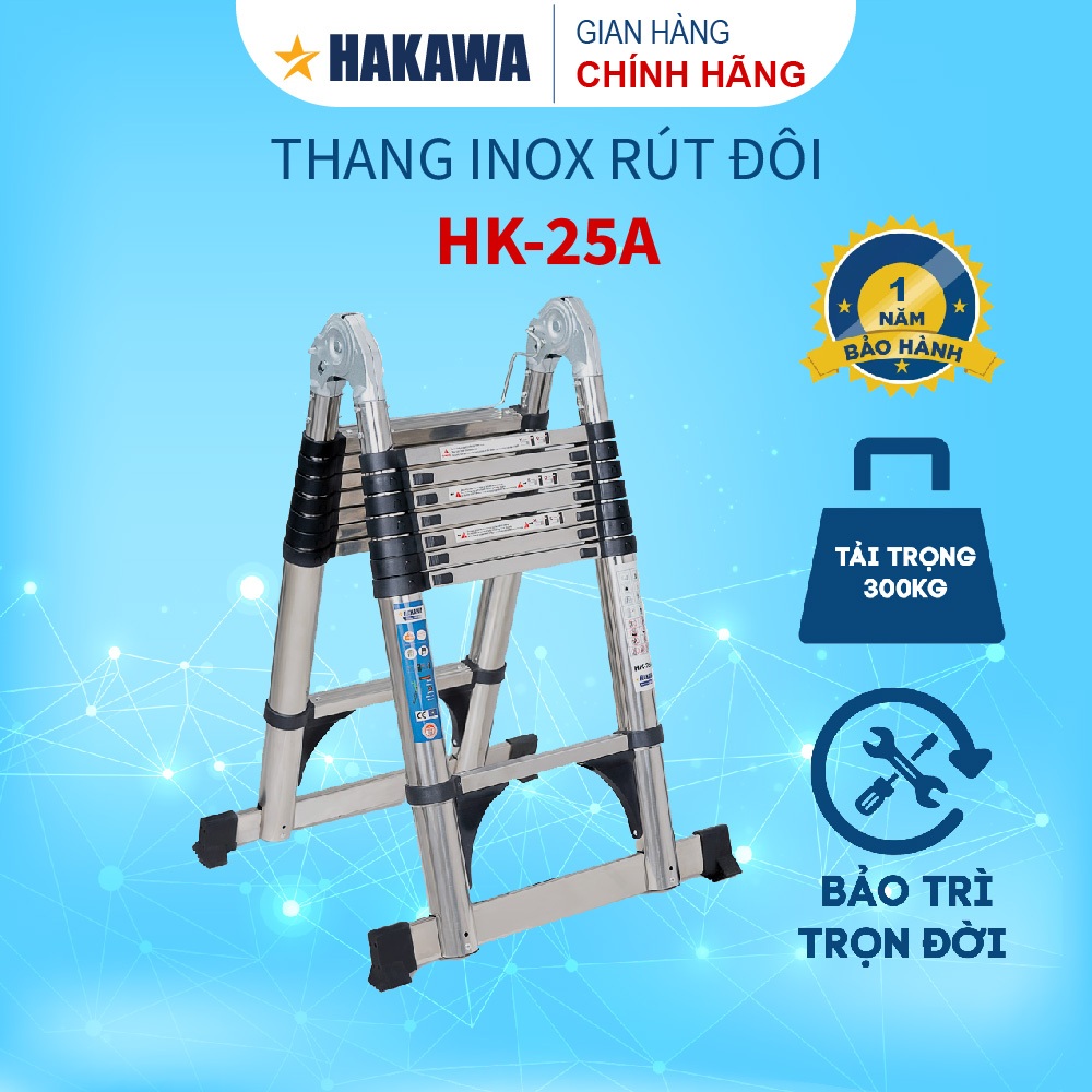 Thang inox rút đôi Hakawa HK-25A - Bảo Hành Chính  Hãng 12 Tháng